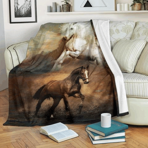 Horse Sherpa Fleece Blanket