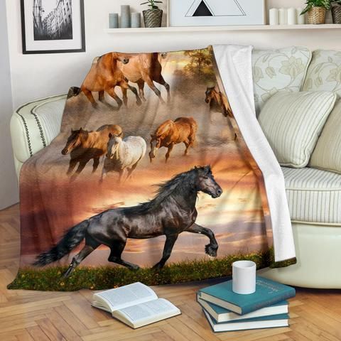 Horse Sherpa Fleece Blanket