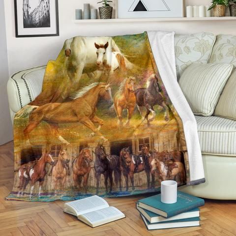 Horse Sherpa Fleece Blanket