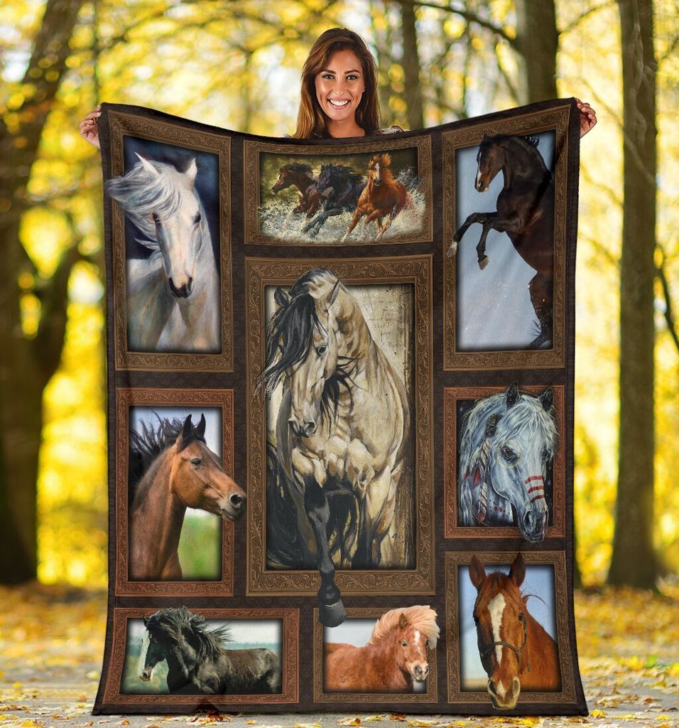 Horse Sherpa Fleece Blanket
