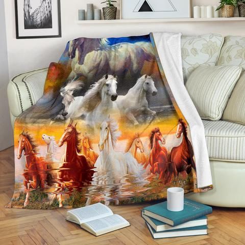 Horse Sherpa Fleece Blanket