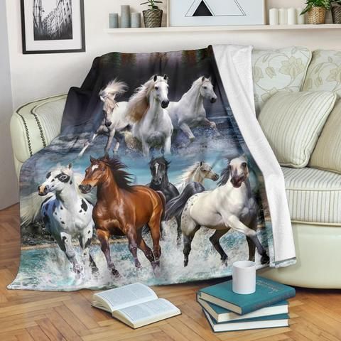 Horse Sherpa Fleece Blanket