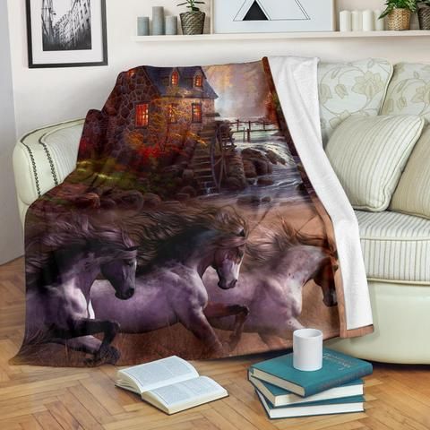Horse Sherpa Fleece Blanket