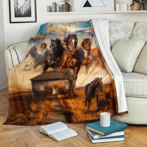 Horse Sherpa Fleece Blanket