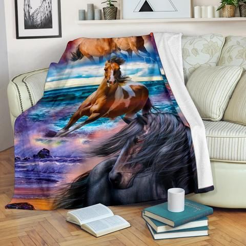 Horse Sherpa Fleece Blanket
