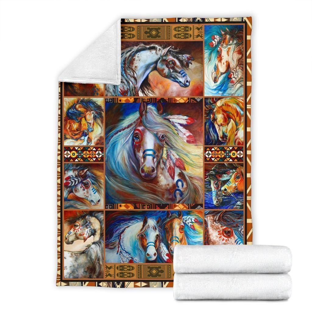 Horse Sherpa Fleece Blanket