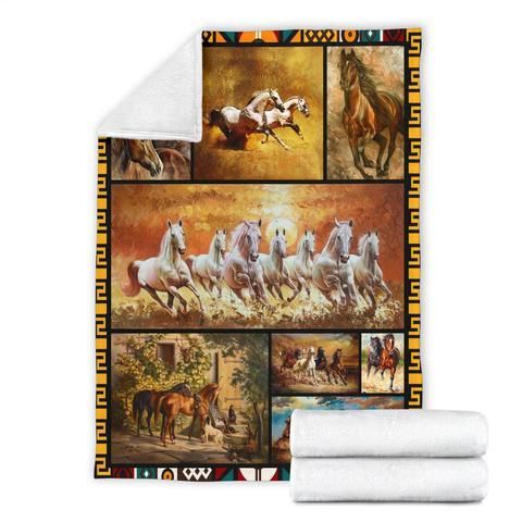 Horse Sherpa Fleece Blanket