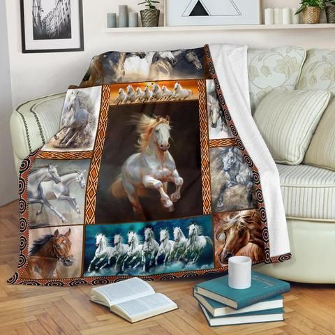 Horse Sherpa Fleece Blanket