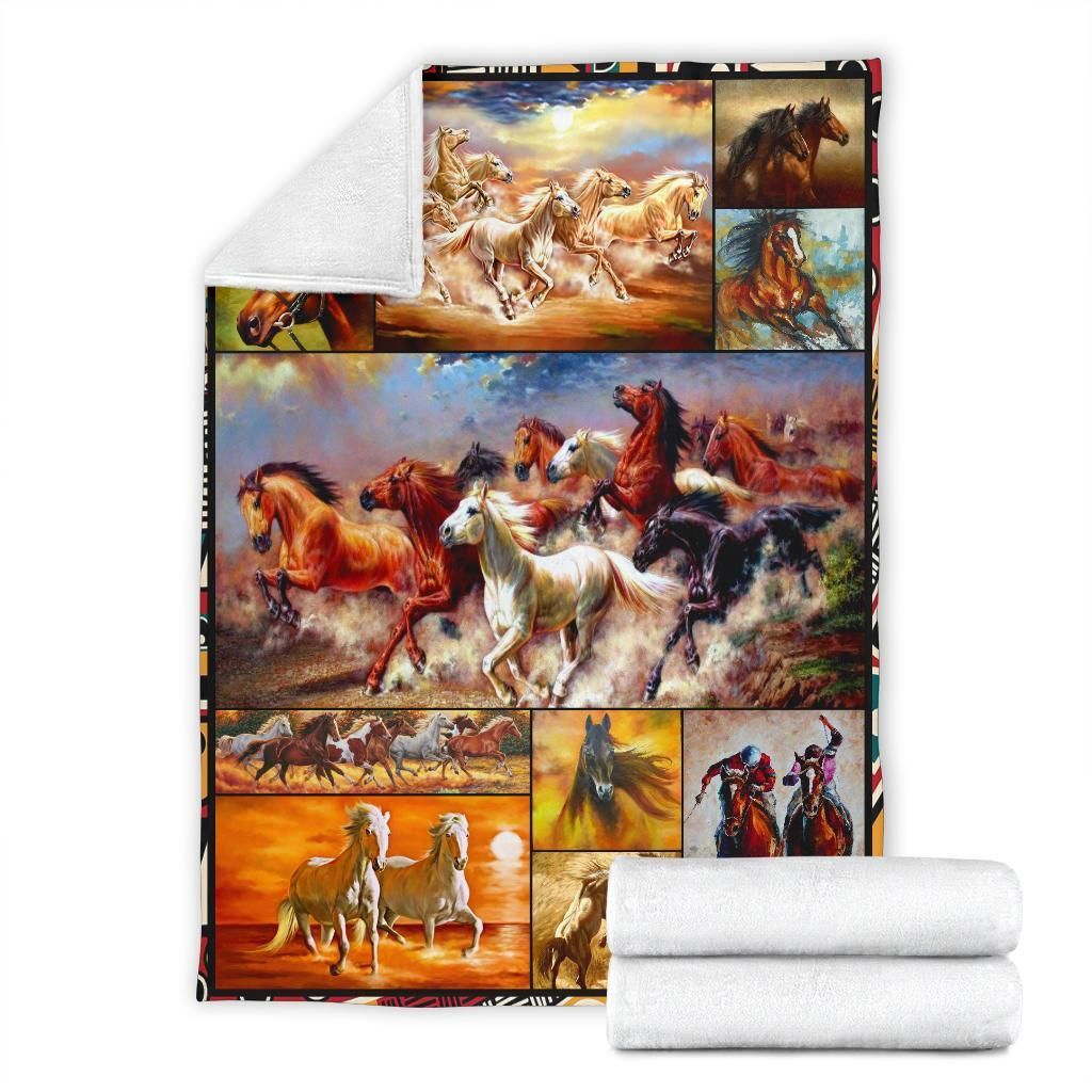 Horse Sherpa Fleece Blanket