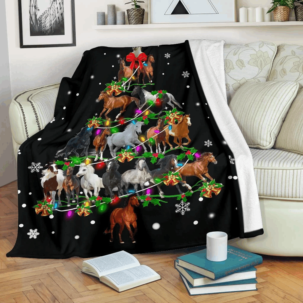 Horse Sherpa Fleece Blanket