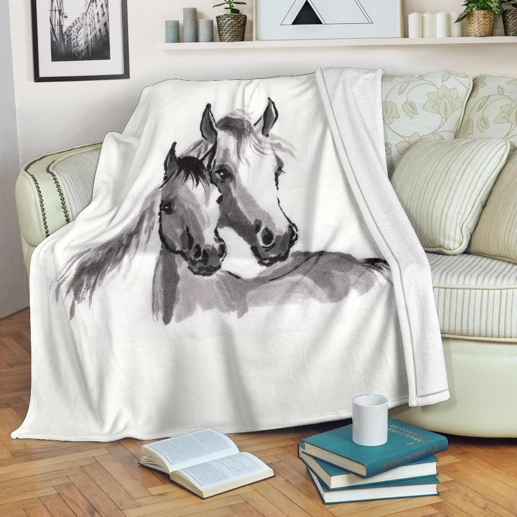 Horse Sherpa Fleece Blanket