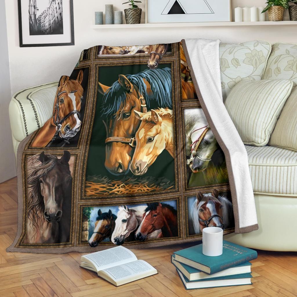 Horse Sherpa Fleece Blanket