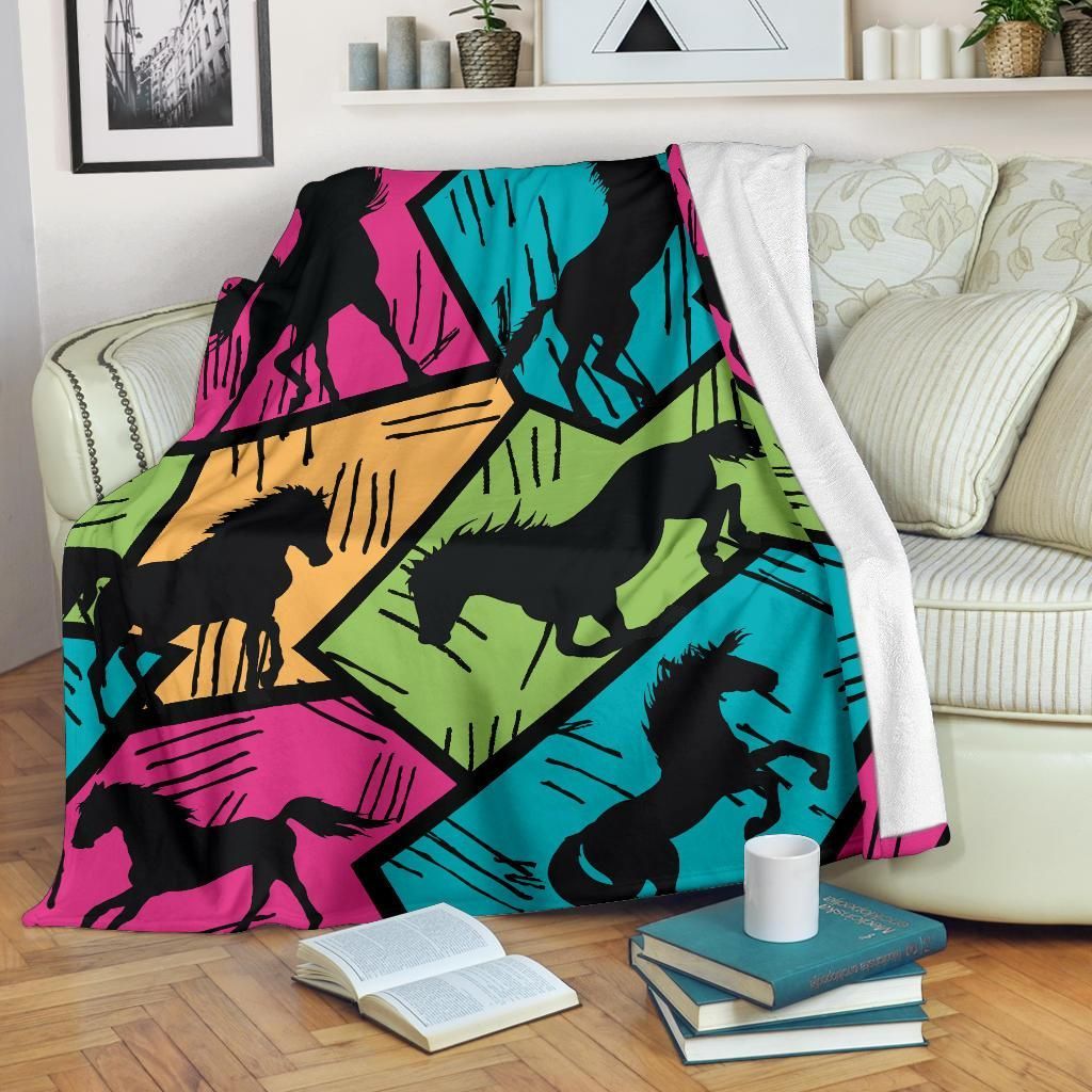 Horse Sherpa Fleece Blanket