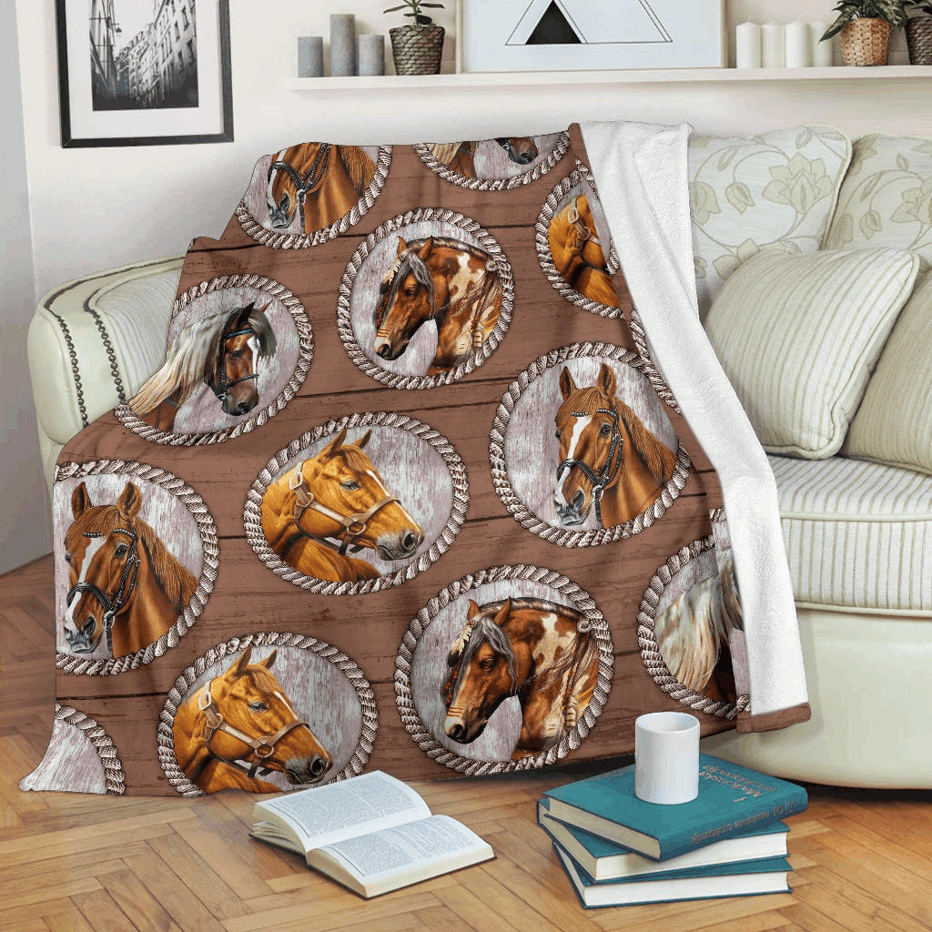 Horse Sherpa Fleece Blanket