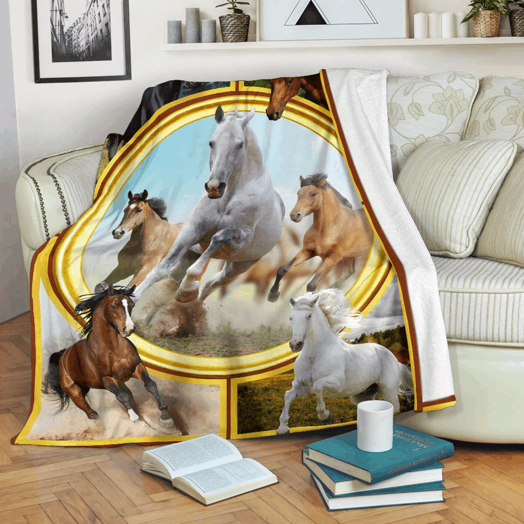 Horse Sherpa Fleece Blanket