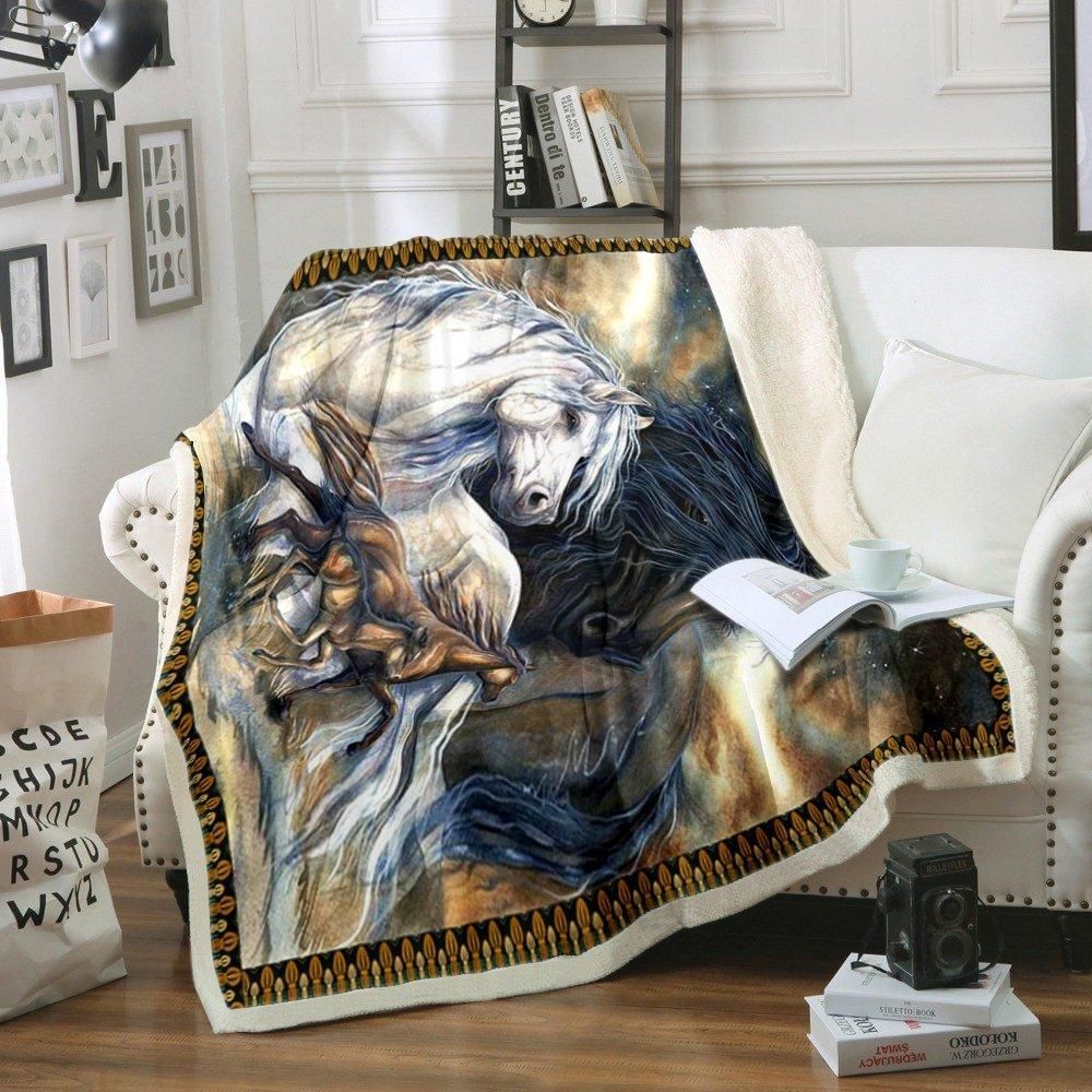 Horse Sherpa Fleece Blanket