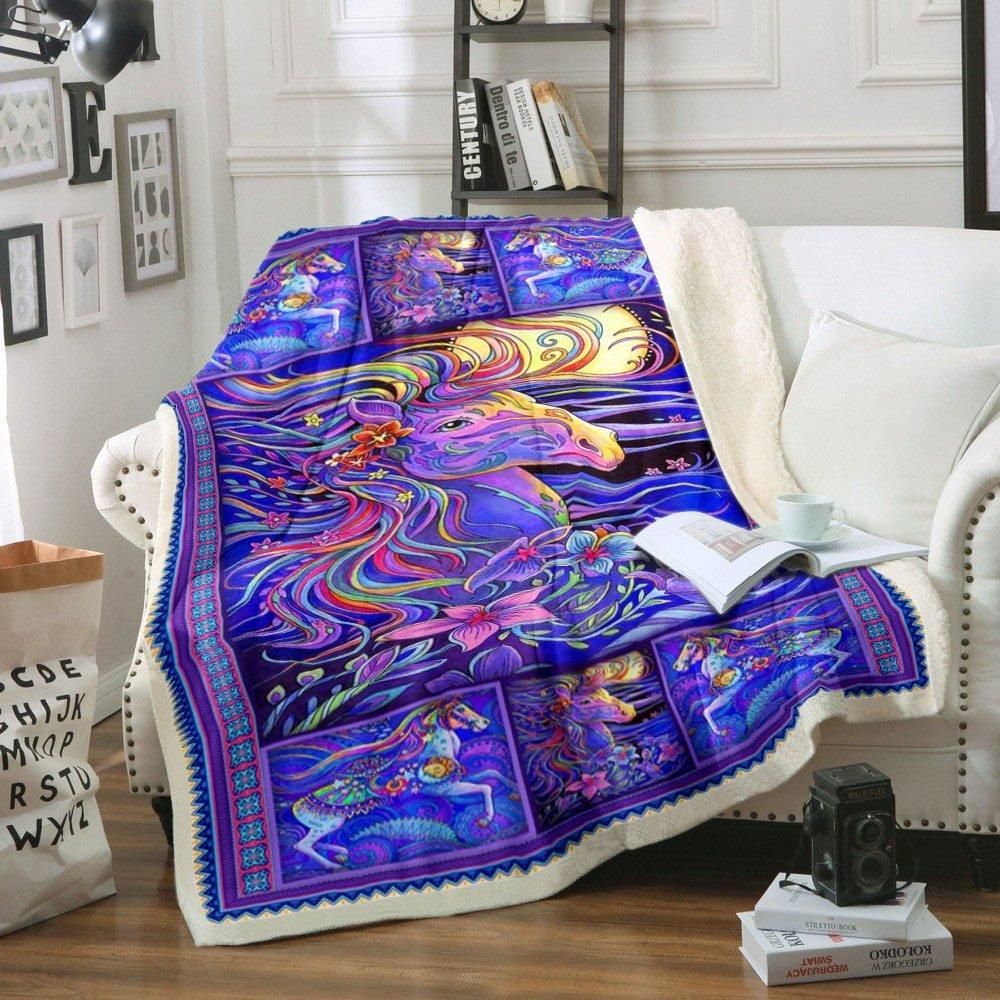 Horse Sherpa Fleece Blanket