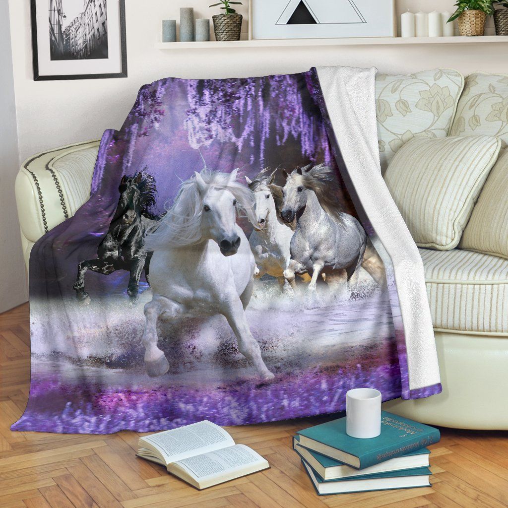 Horse Sherpa Fleece Blanket