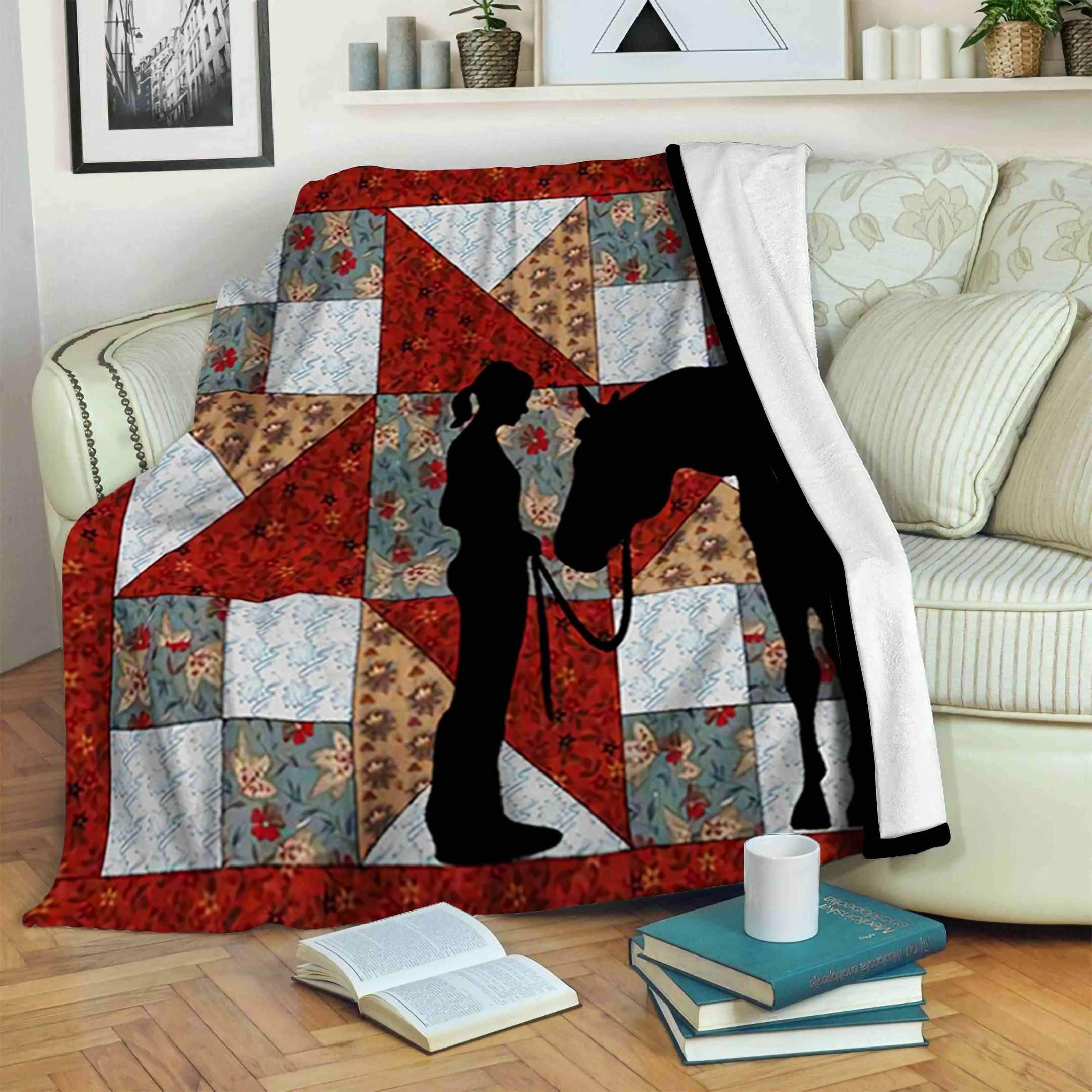 Horse Sherpa Fleece Blanket