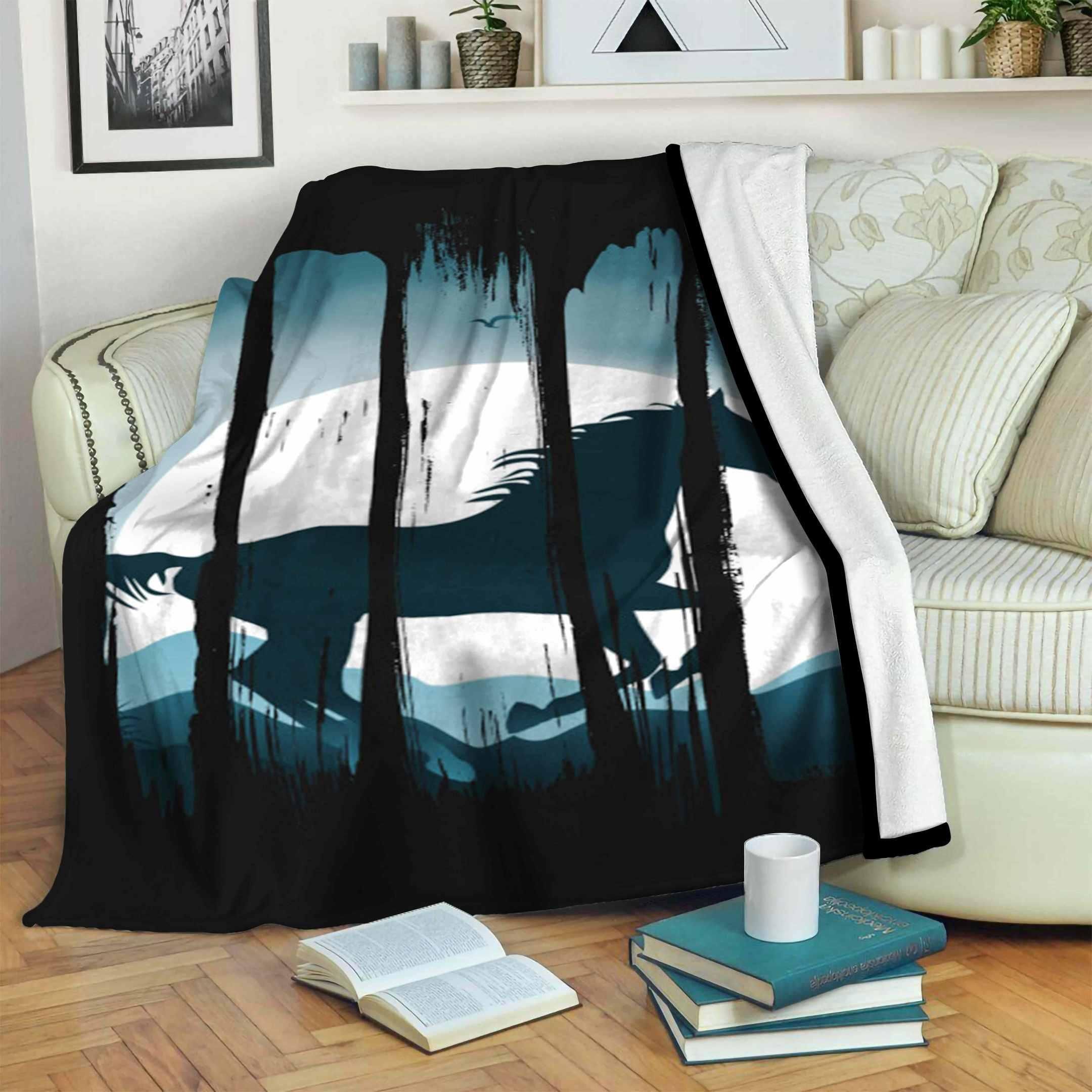 Horse Sherpa Fleece Blanket