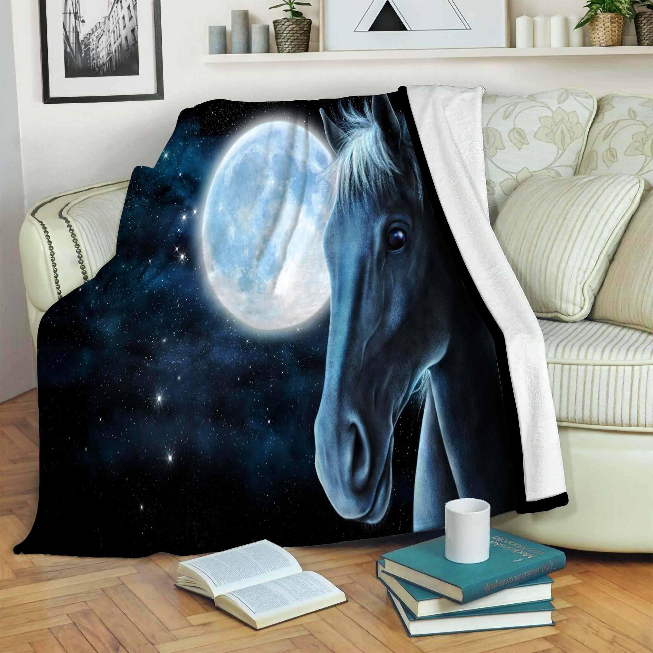 Horse Sherpa Fleece Blanket