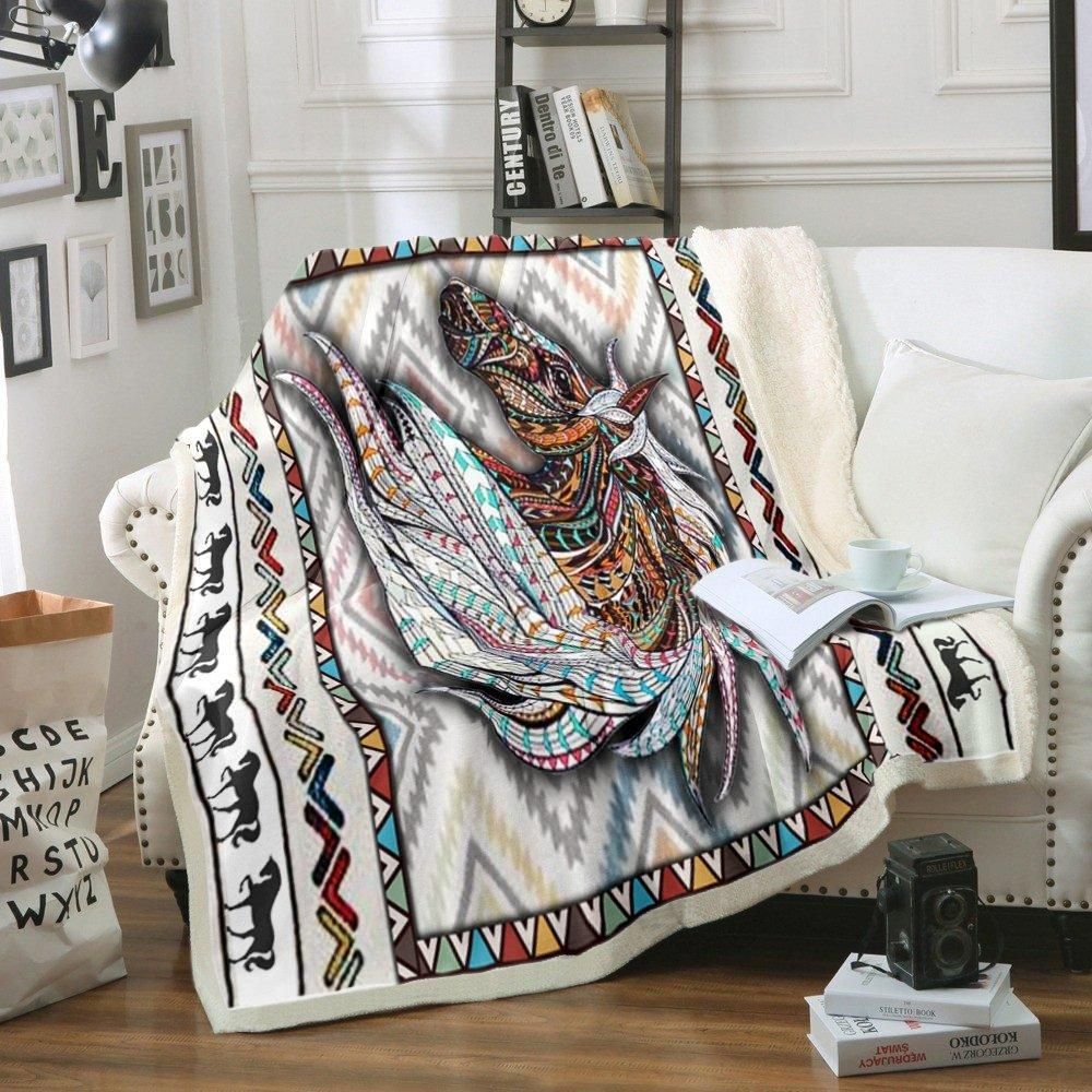 Horse Sherpa Fleece Blanket