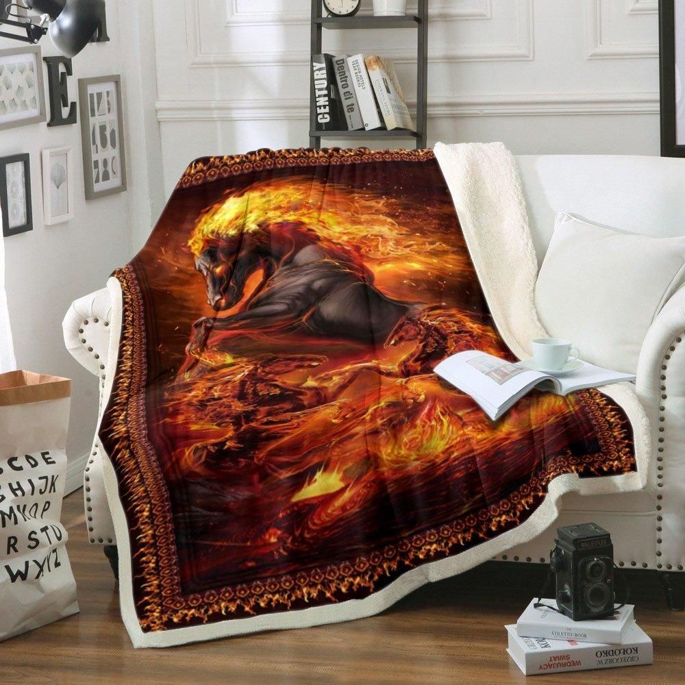 Horse Sherpa Fleece Blanket