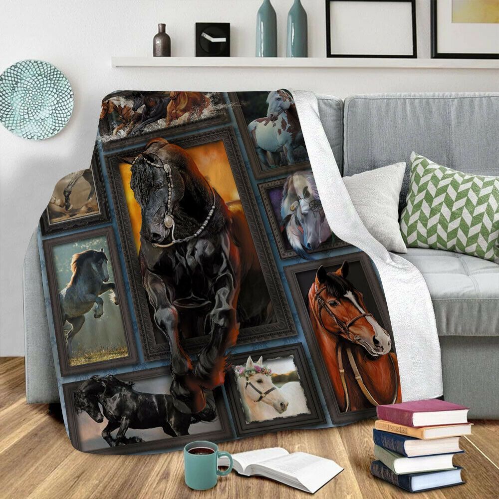 Horse Sherpa Fleece Blanket