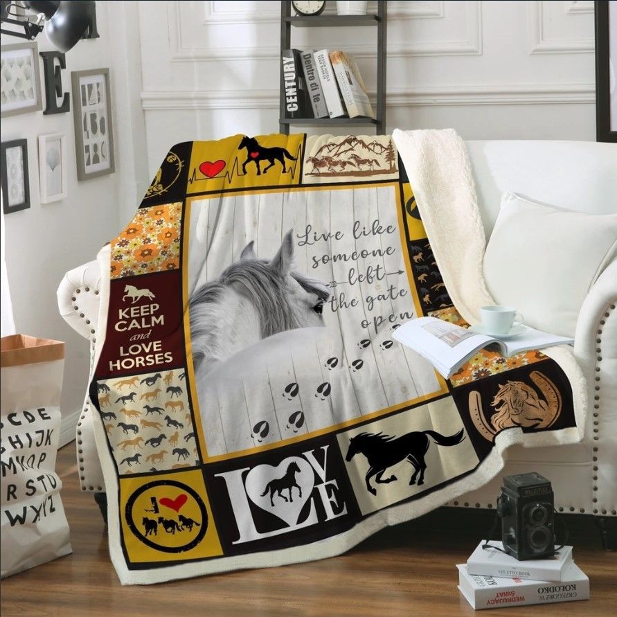 Horse Sherpa Fleece Blanket