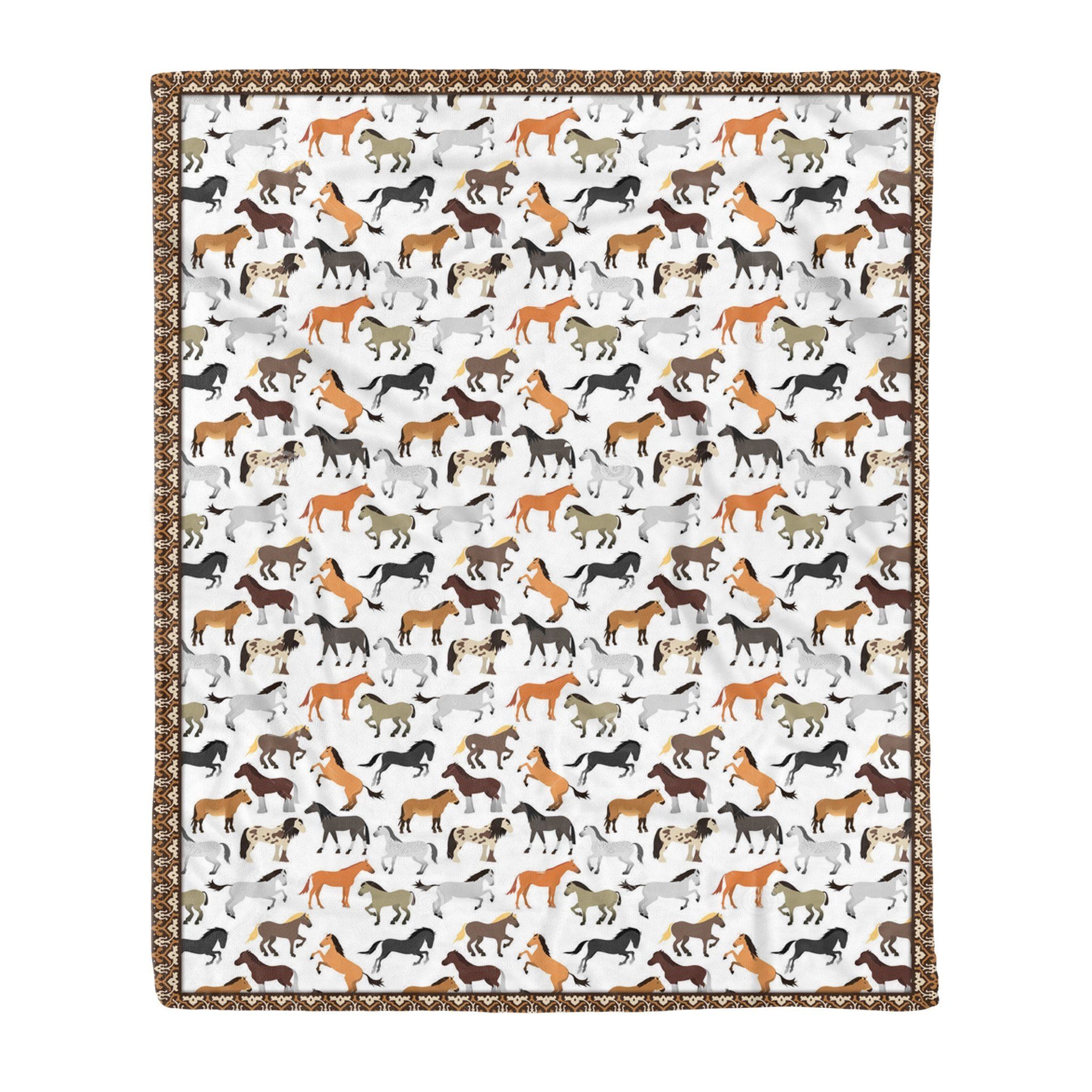 Horse Sherpa Fleece Blanket