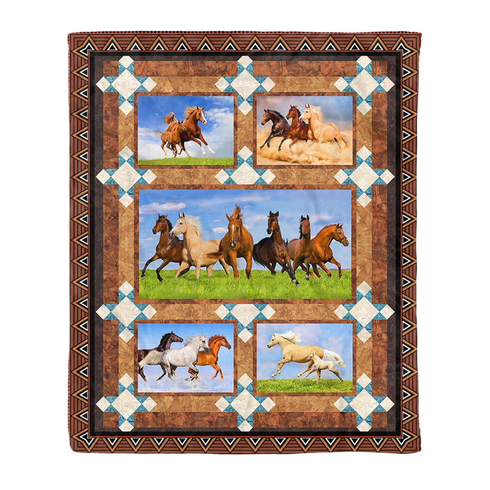 Horse Sherpa Fleece Blanket