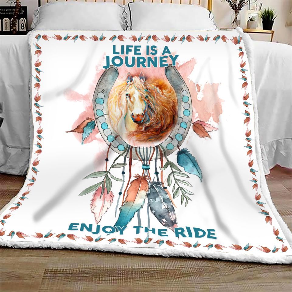 Horse Sherpa Fleece Blanket