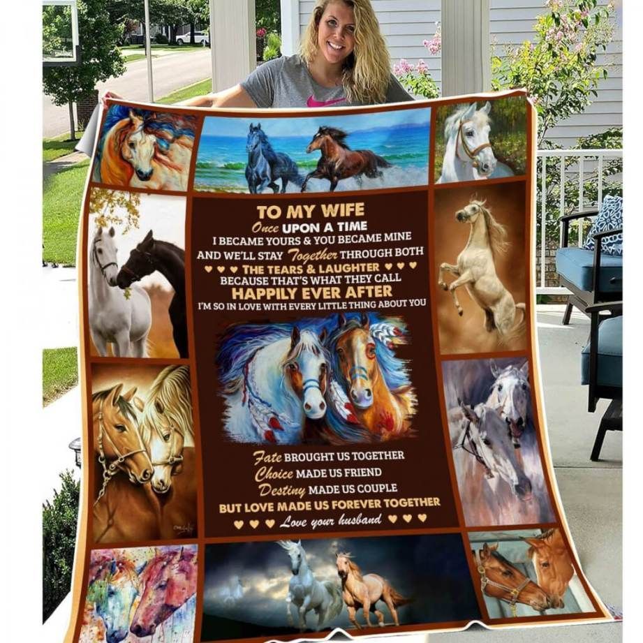 Horse Sherpa Fleece Blanket