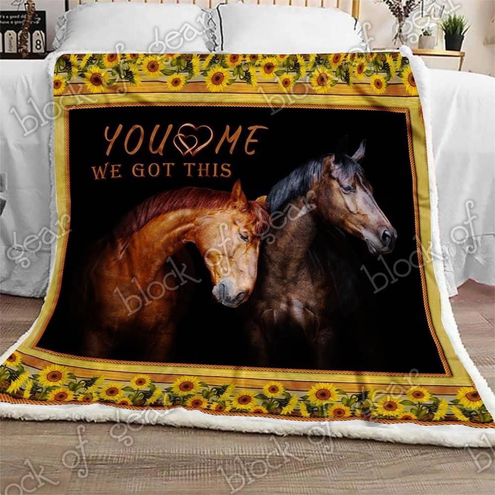 Horse Sherpa Fleece Blanket