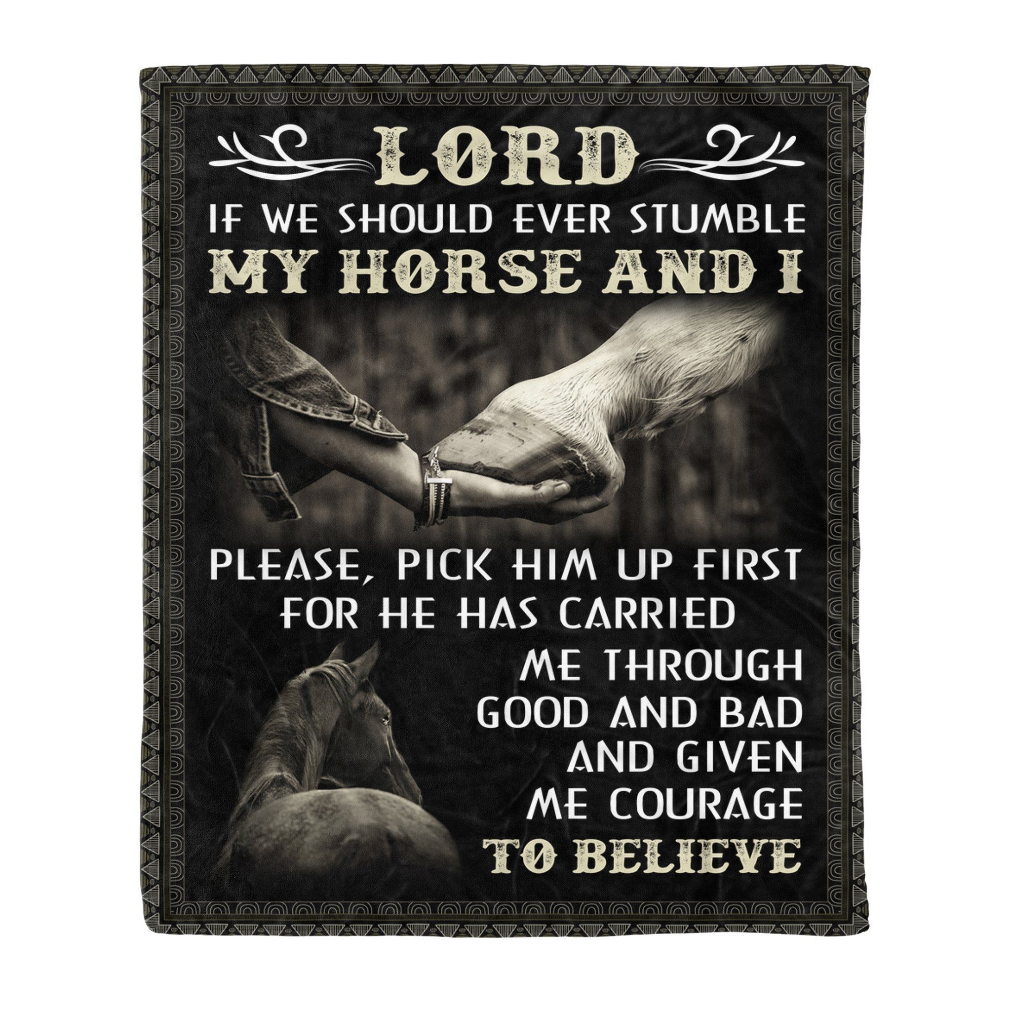 Horse Sherpa Fleece Blanket