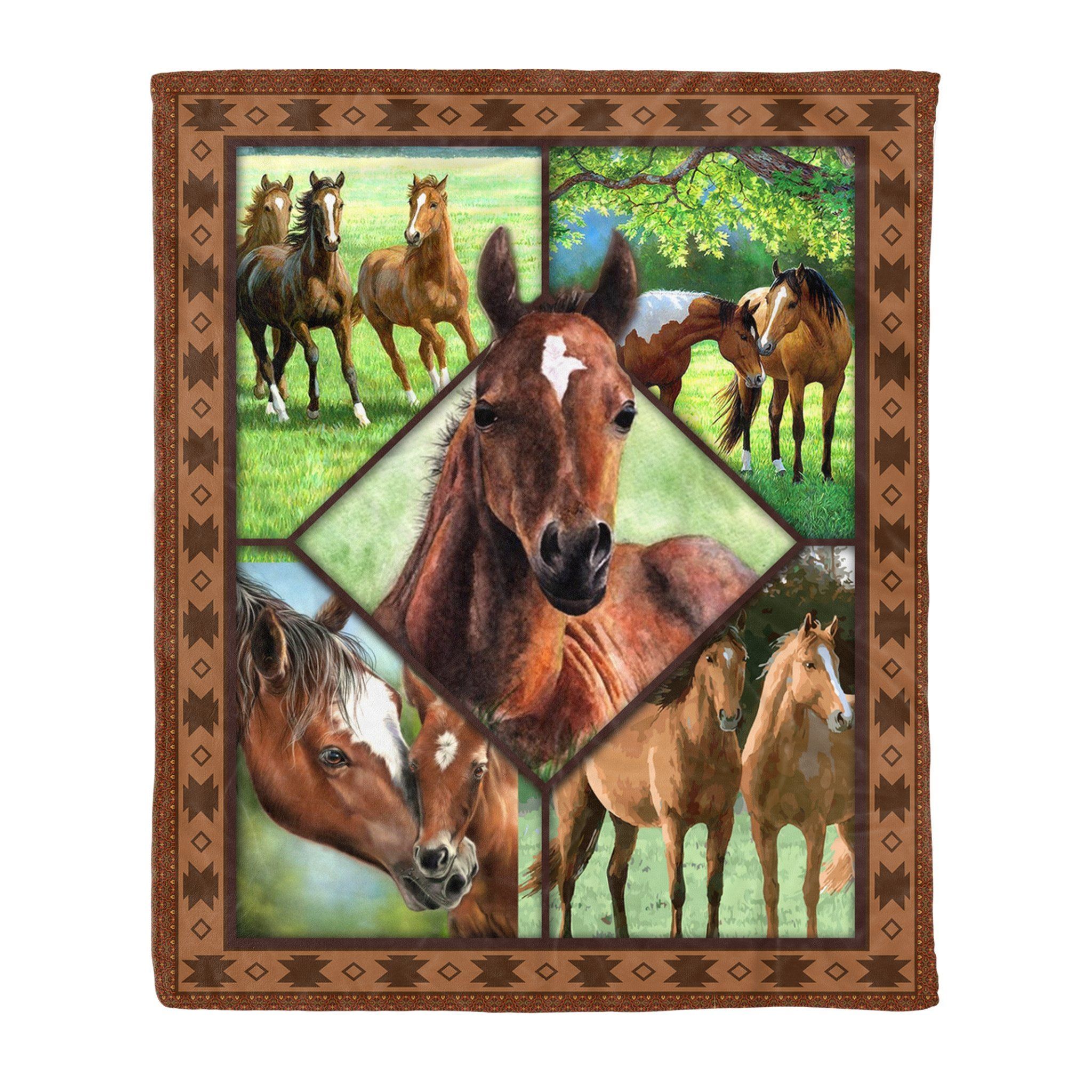 Horse Sherpa Fleece Blanket