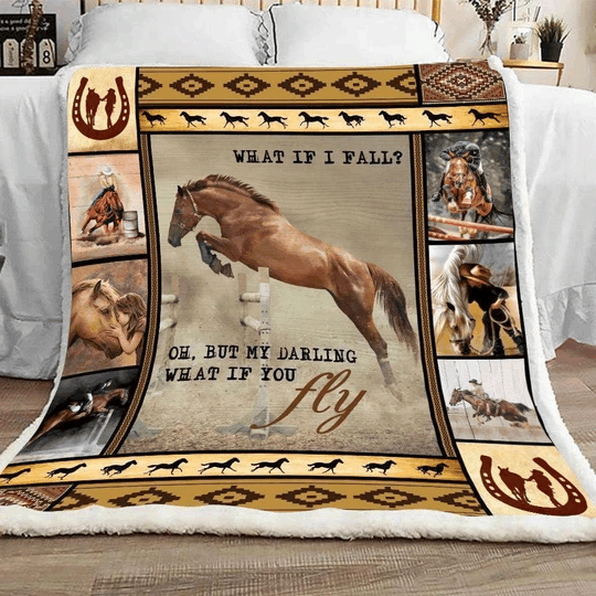 Horse Sherpa Fleece Blanket