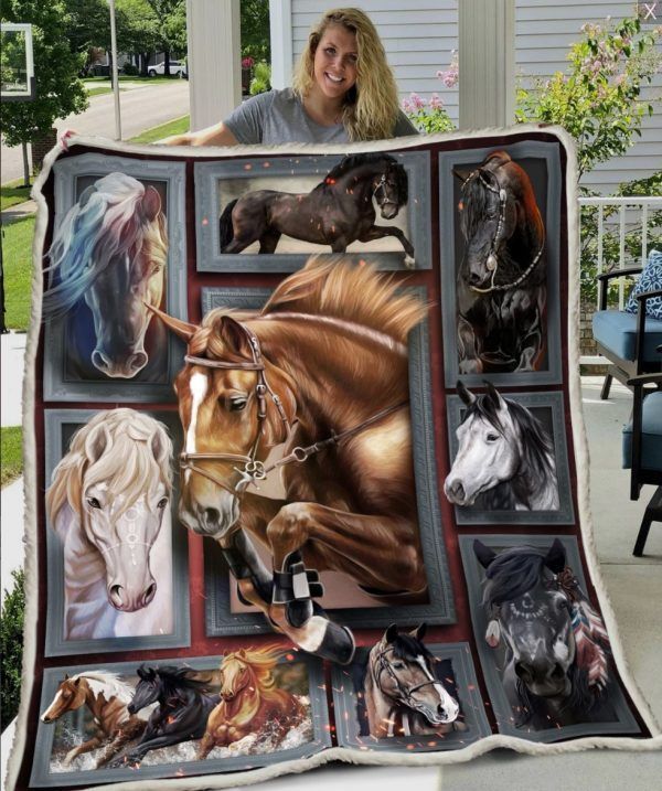 Horse Sherpa Fleece Blanket