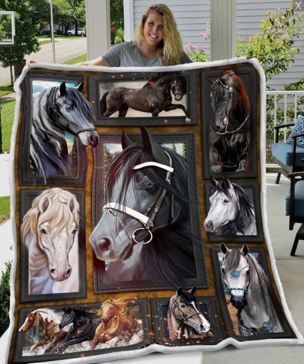 Horse Sherpa Fleece Blanket