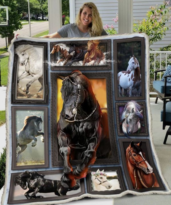 Horse Sherpa Fleece Blanket