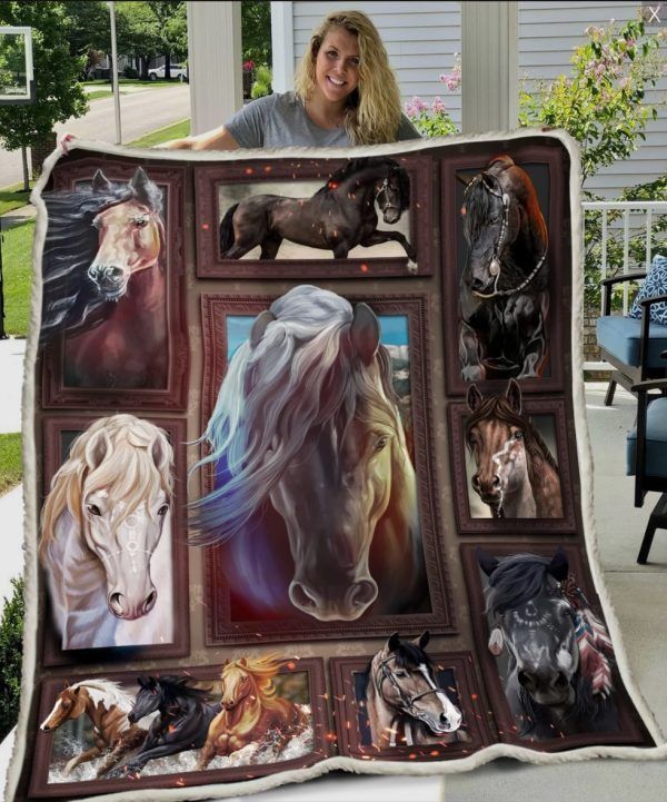 Horse Sherpa Fleece Blanket