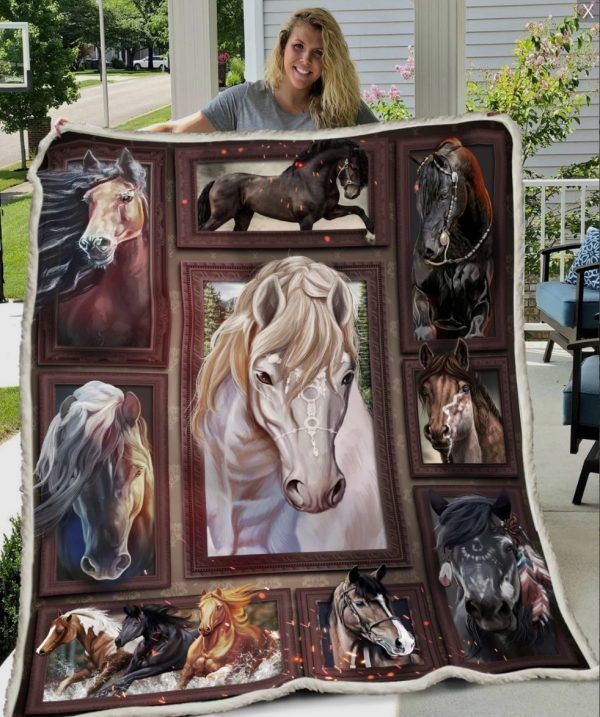 Horse Sherpa Fleece Blanket