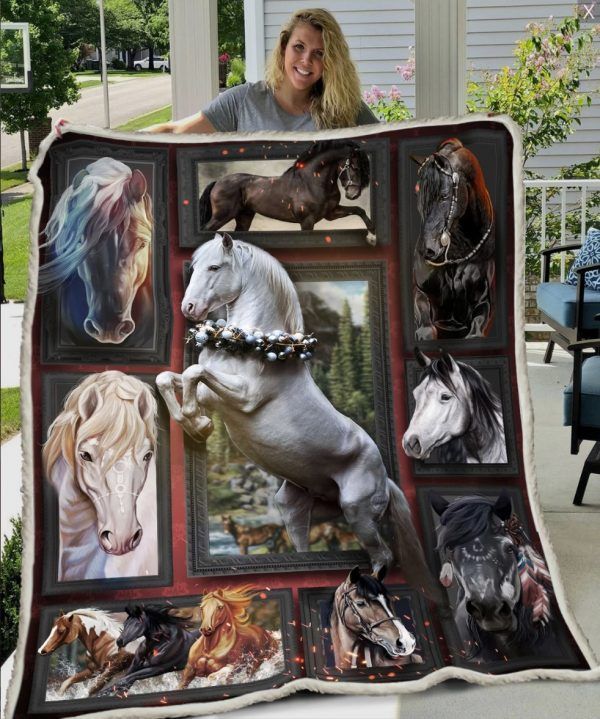 Horse Sherpa Fleece Blanket