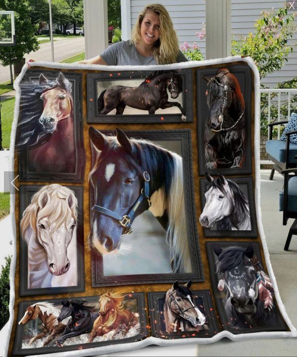 Horse Sherpa Fleece Blanket