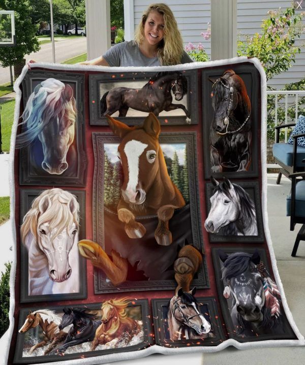 Horse Sherpa Fleece Blanket