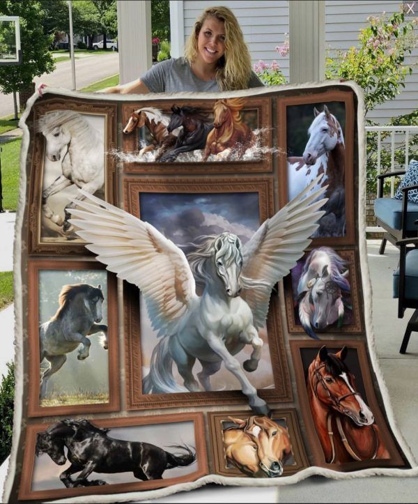 Horse Sherpa Fleece Blanket