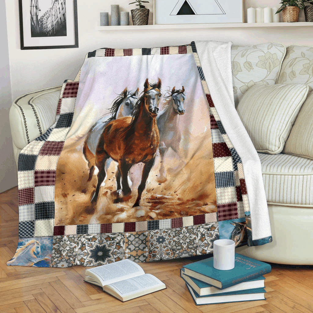Horse Sherpa Fleece Blanket