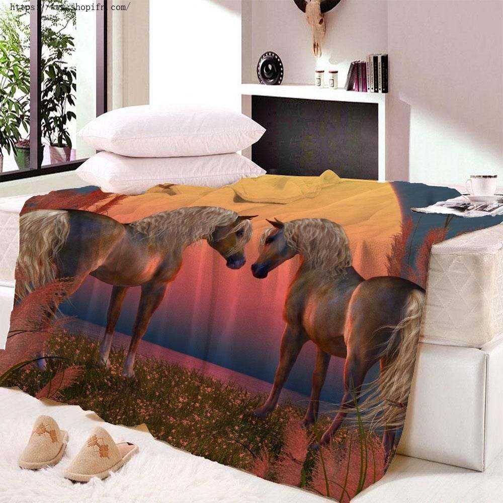 Horse Sherpa Fleece Blanket