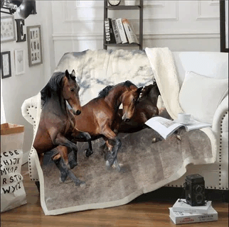 Horse Sherpa Fleece Blanket