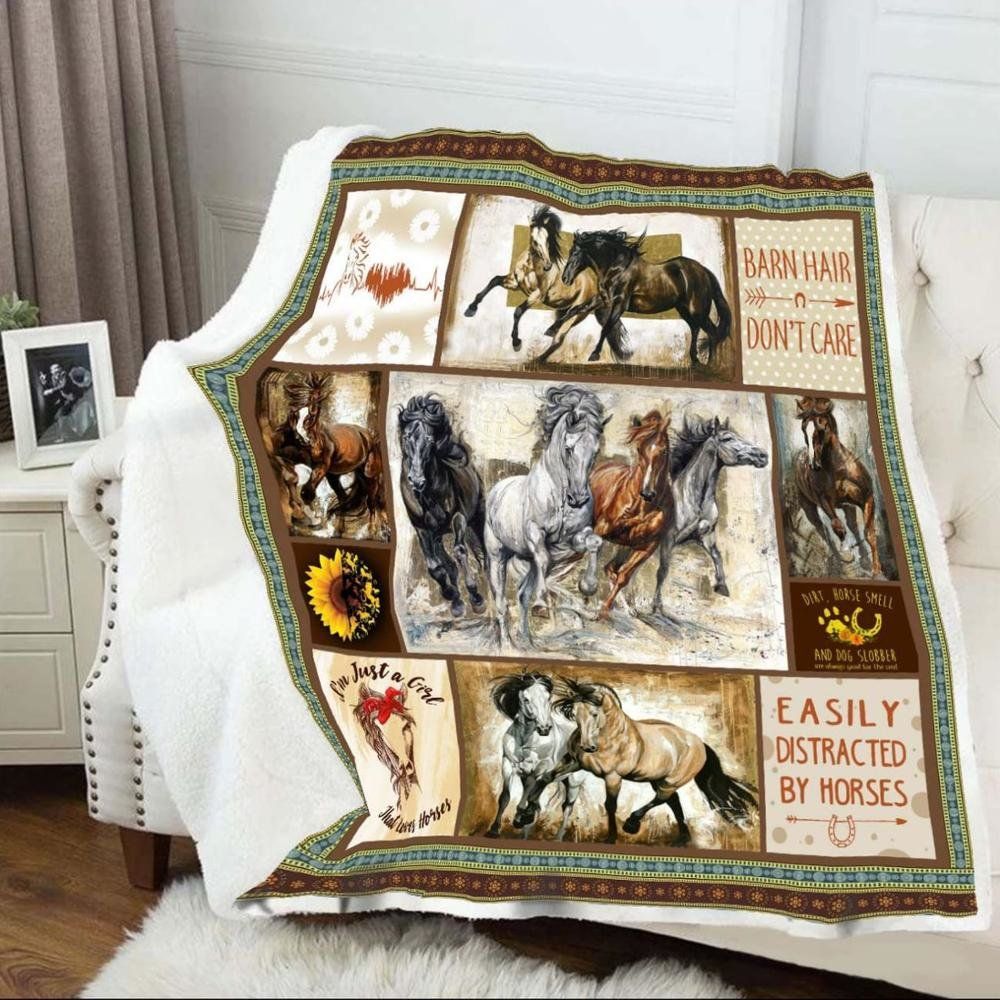 Horse Sherpa Fleece Blanket